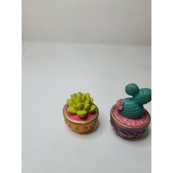 VINTAGE Miniature Artificial Plants In Pots Clay Pottery Decorative Bohemian - Picture 4 of 7